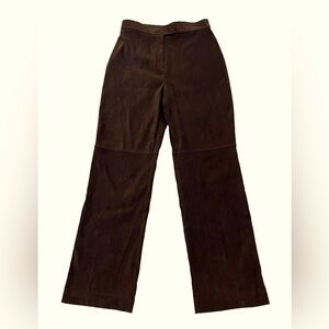 Vintage Brown Faux Suede High Rise Fully Lined Wide Leg Pants